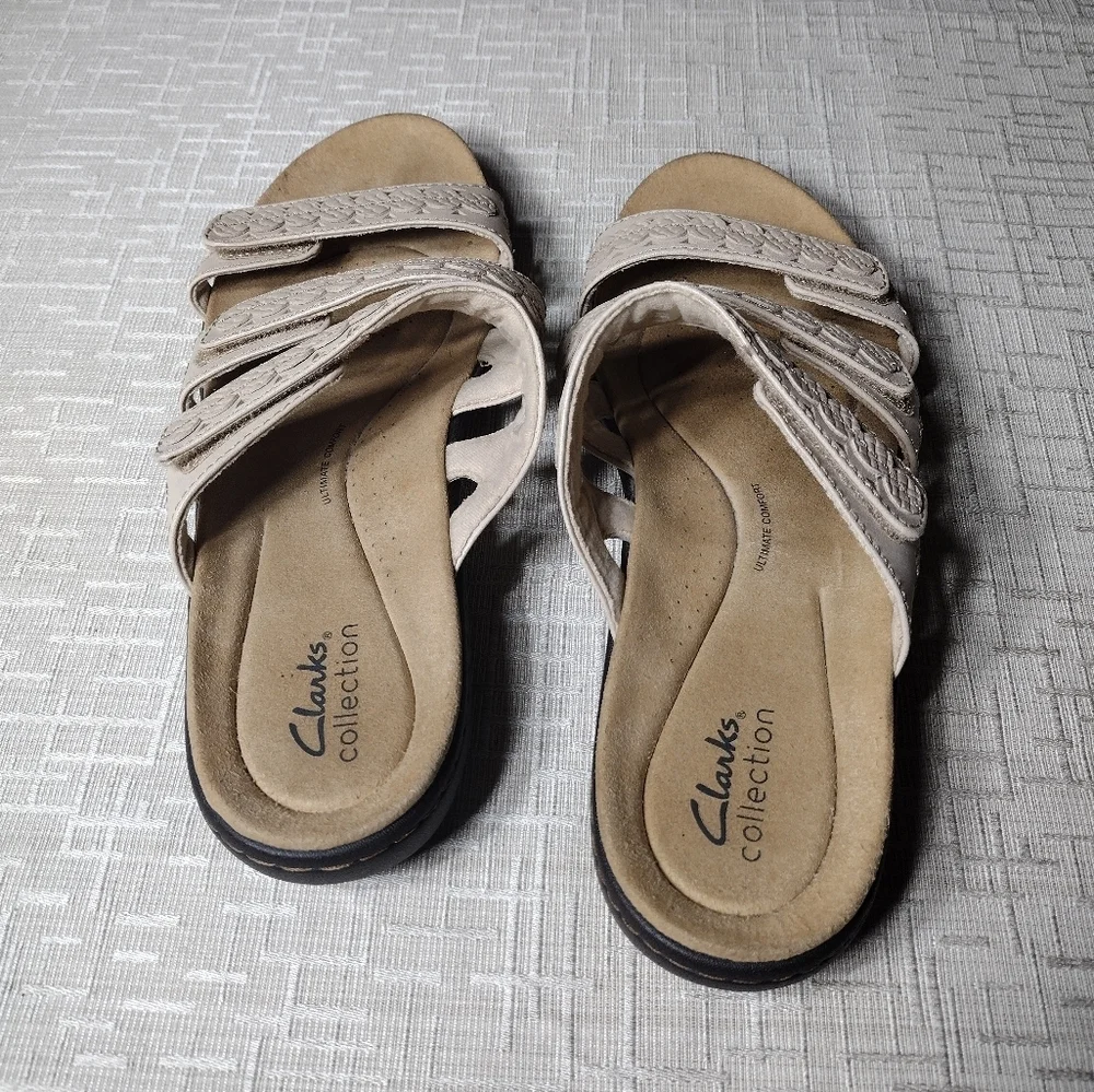 Clarks Laurieann Cove in Sand Leather 9.5 Adjustable Straps Ultimate Comfort - Picture 3 of 6